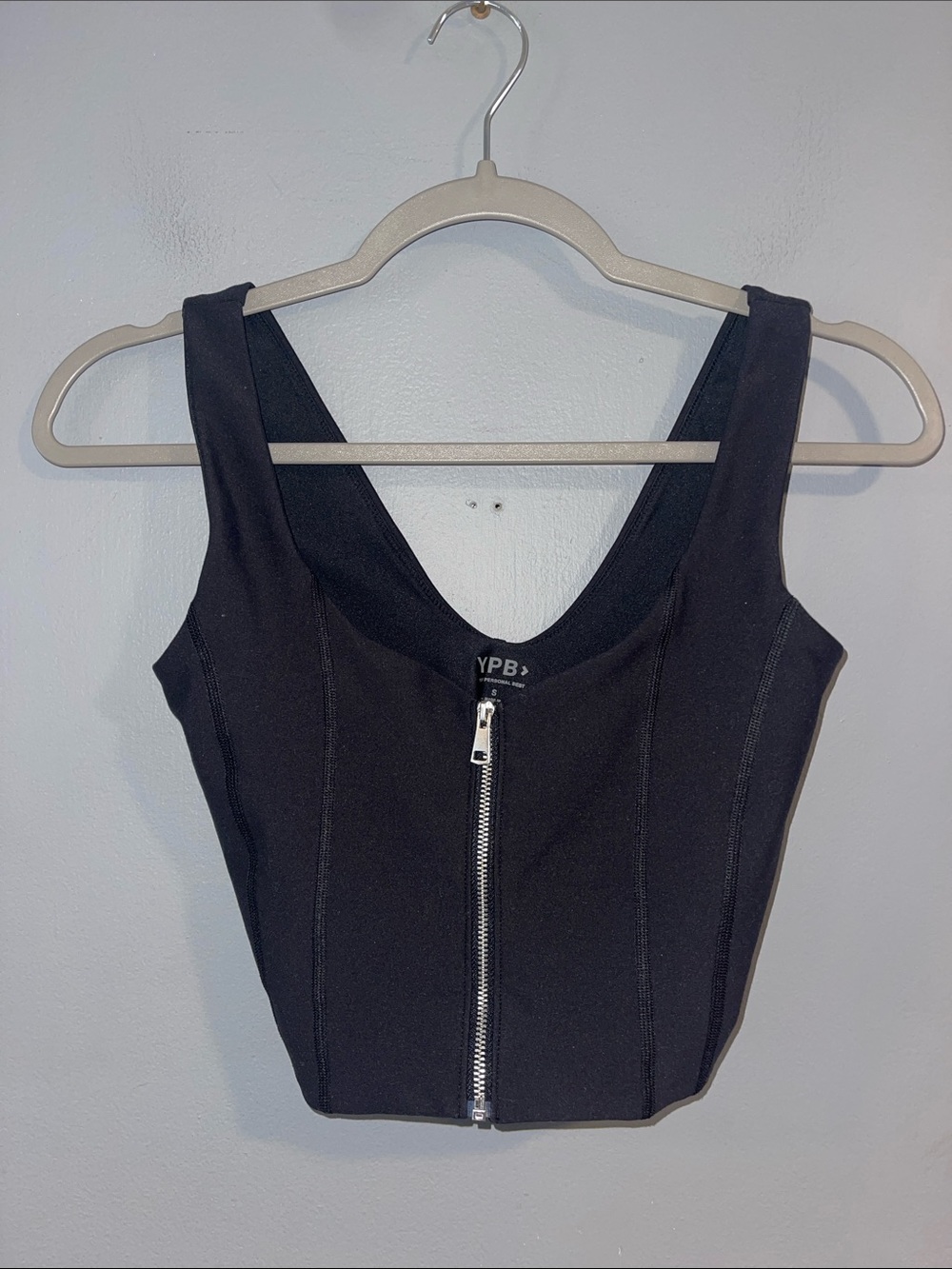 Abercrombie and Fitch YPB Zip Front Crop Top Black Size Small